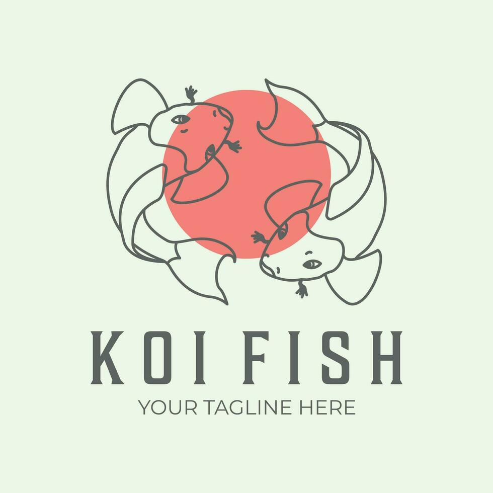 koi fisk linje konst minimalistisk logotyp illustration traditionell design vektor