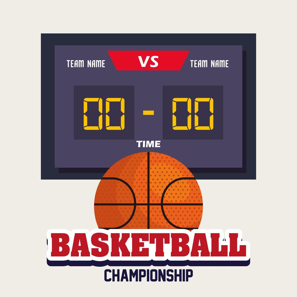 Basketball, Label, Design von Basketballball, Ball und Anzeigetafel score vektor