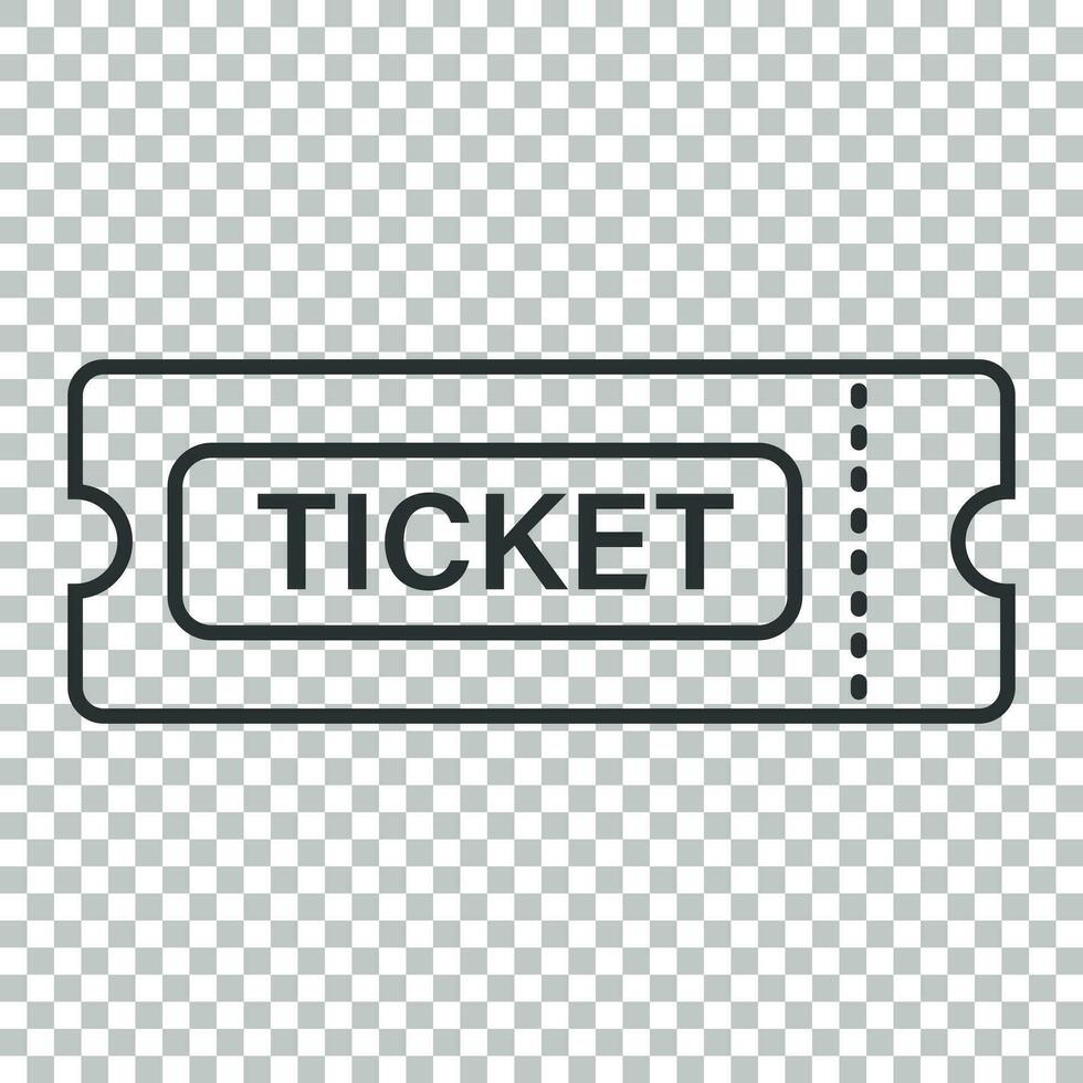 Kino Fahrkarte Symbol im eben Stil. eingestehen einer Coupon Eingang Vektor Illustration auf isoliert Hintergrund. Fahrkarte Geschäft Konzept.