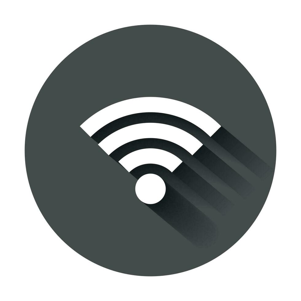 wiFi internet tecken ikon i platt stil. Wi-Fi trådlös teknologi vektor illustration med lång skugga. nätverk wiFi företag begrepp.