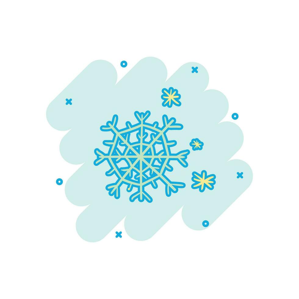 Vektor Cartoon handgezeichnete Schneeflocke-Symbol im Comic-Stil. Schneeflocke Skizze Doodle Illustration Piktogramm. handgezeichnetes winterweihnachtsgeschäft splash effekt konzept.