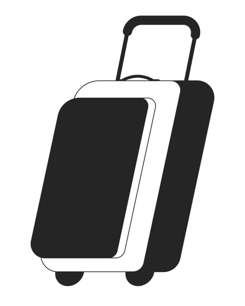 valise platt svartvit isolerat vektor objekt. resväska flygplats. bagage krav. plast bagage. redigerbar svart och vit linje konst teckning. enkel översikt fläck illustration för webb grafisk design