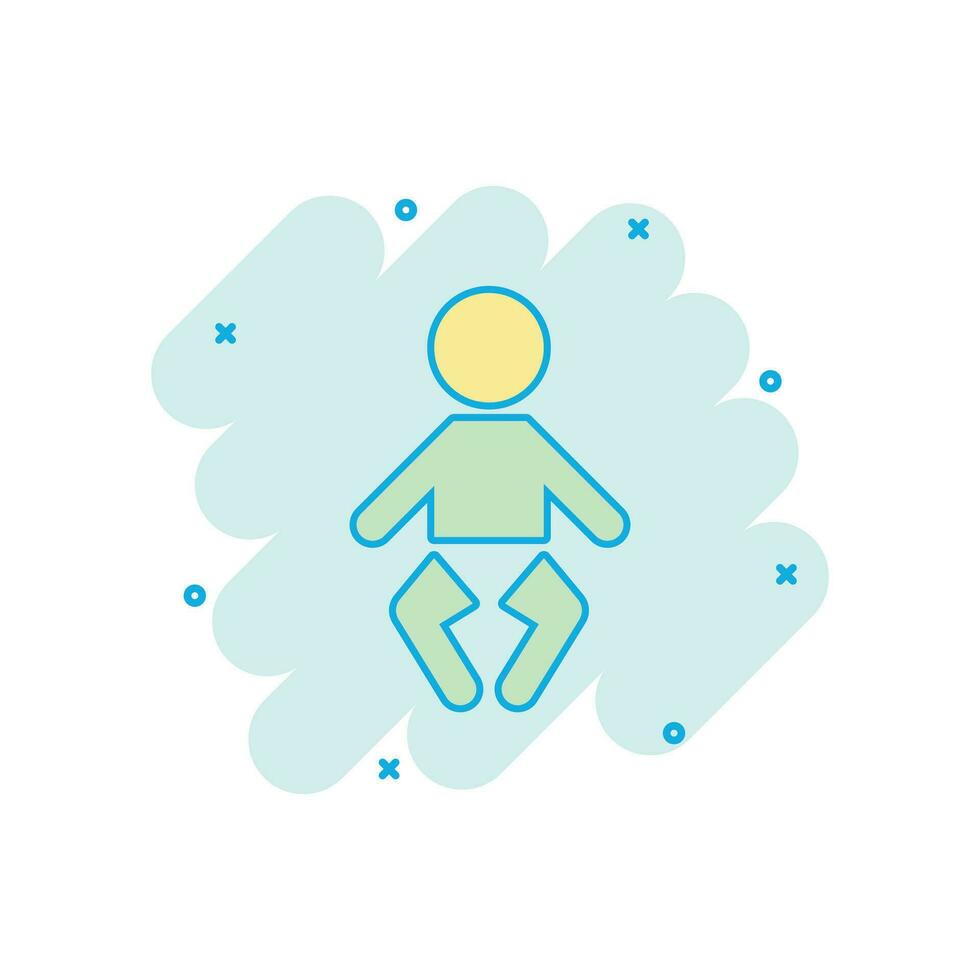 Vektor-Cartoon-Baby-Symbol im Comic-Stil. Kinderzeichen-Illustrationspiktogramm. People Business Splash-Effekt-Konzept. vektor