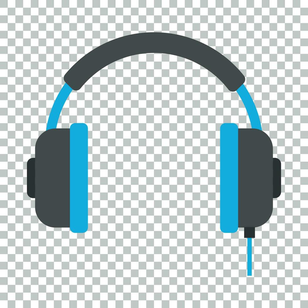 Kopfhörer Headset Symbol im eben Stil. Kopfhörer Vektor Illustration auf isoliert Hintergrund. Audio- Gadget Geschäft Konzept.