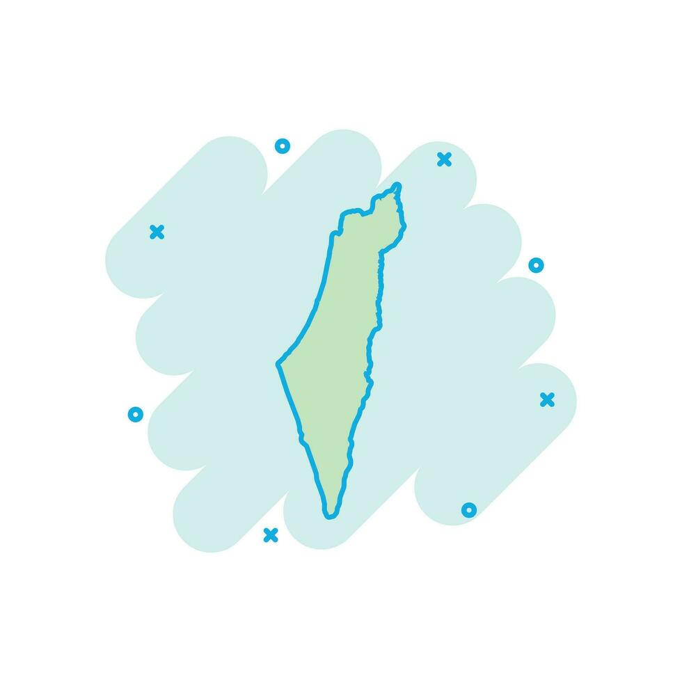 vektor tecknad serie Israel Karta ikon i komisk stil. Israel tecken illustration piktogram. kartografi Karta företag stänk effekt begrepp.