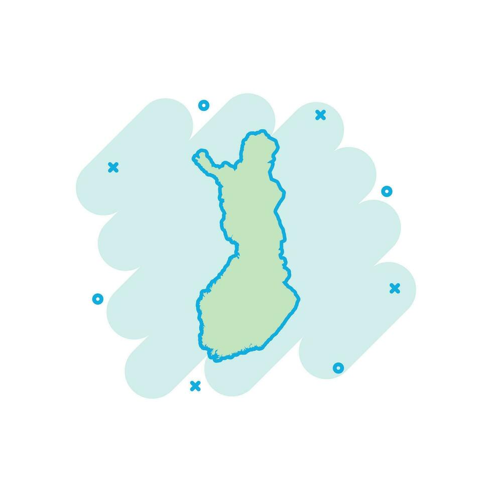 vektor tecknad serie finland Karta ikon i komisk stil. finland tecken illustration piktogram. kartografi Karta företag stänk effekt begrepp.
