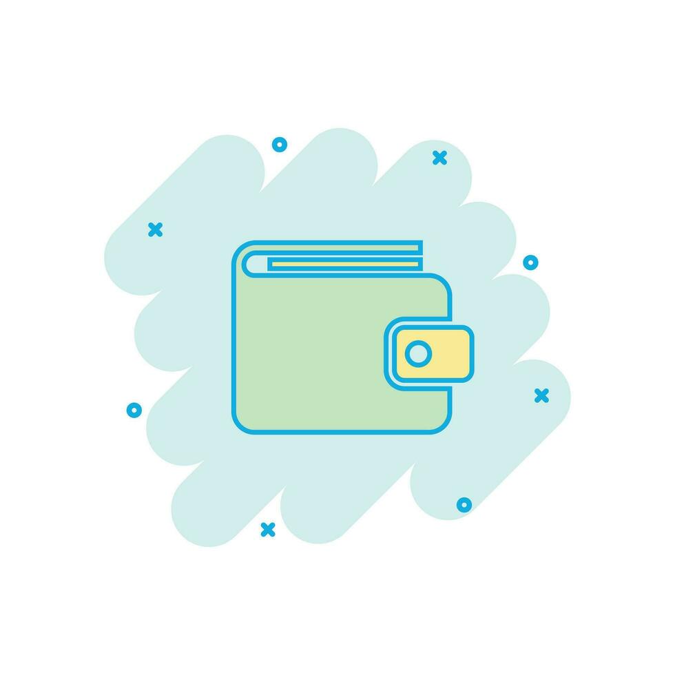vektor tecknad serie plånbok ikon i komisk stil. pengar handväska tecken illustration piktogram. plånbok företag stänk effekt begrepp.
