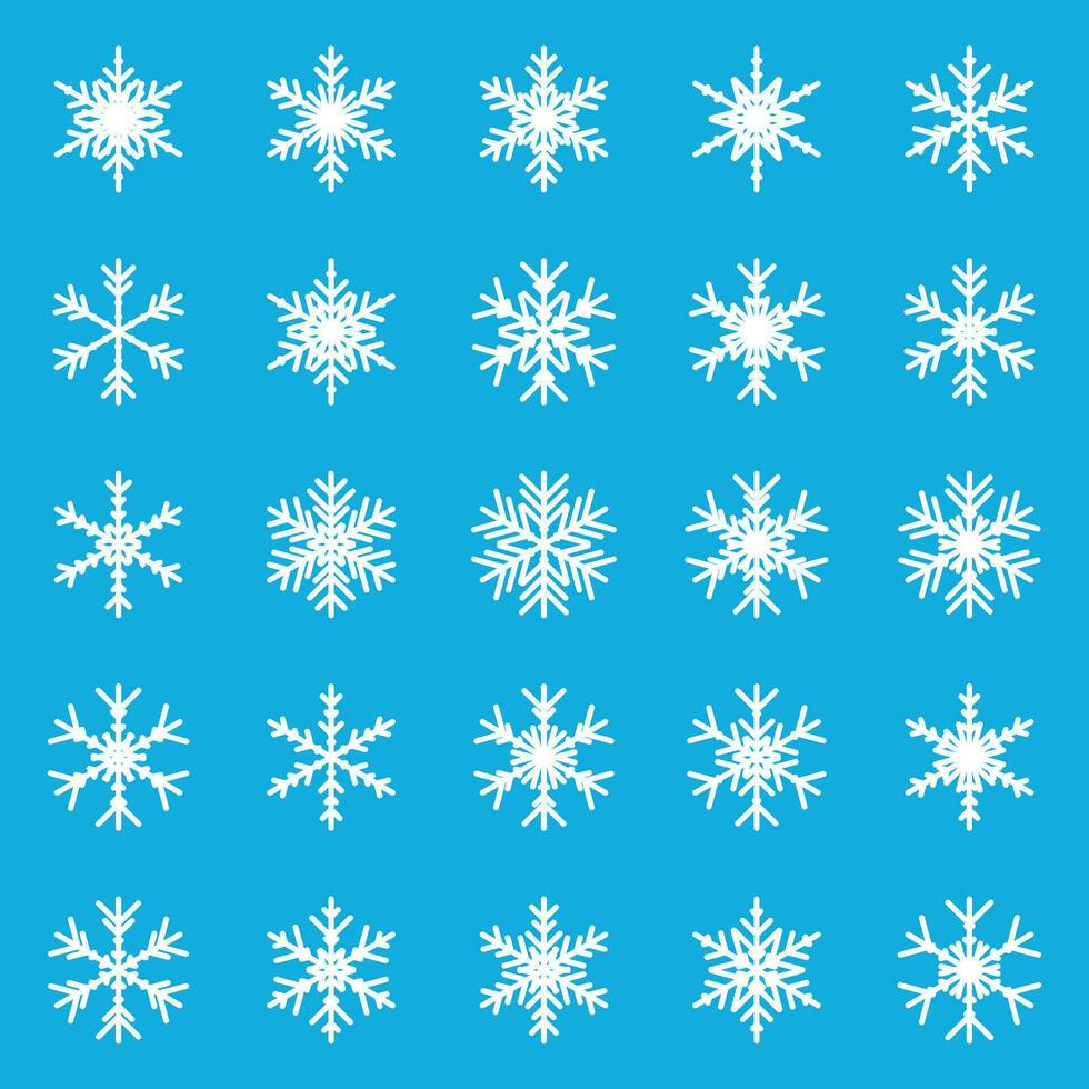 Schneeflocke einstellen Symbol im eben Stil. Schnee Flocke Winter Vektor Illustration auf isoliert Hintergrund. Weihnachten Schneefall Schneeflocken Ornament Sammlung Geschäft Konzept.