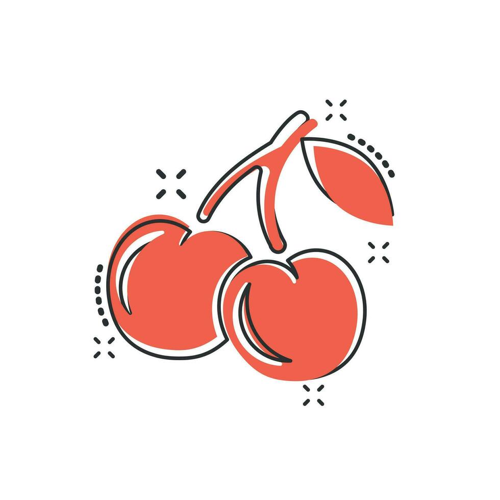 vektor tecknad serie körsbär bär ikon i komisk stil. ljuv mat begrepp illustration piktogram. körsbär företag stänk effekt begrepp.