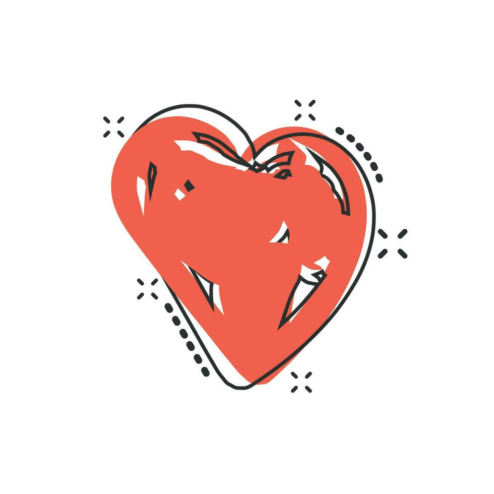 vektor tecknad serie hand dragen hjärta ikon i komisk stil. kärlek skiss klotter hjärta illustration piktogram. ritad för hand valentine företag stänk effekt begrepp.