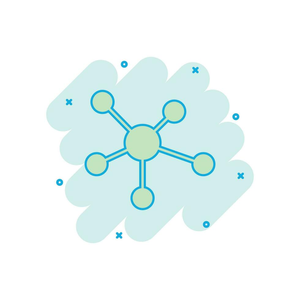 vektor tecknad serie social nätverk, molekyl, dna ikon i komisk stil. molekyl tecken illustration piktogram. dna företag stänk effekt begrepp.