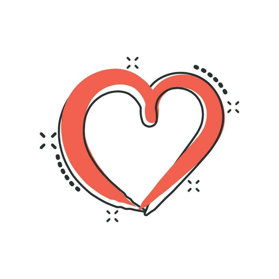 vektor tecknad serie hand dragen hjärta ikon i komisk stil. kärlek skiss klotter hjärta illustration piktogram. ritad för hand valentine företag stänk effekt begrepp.