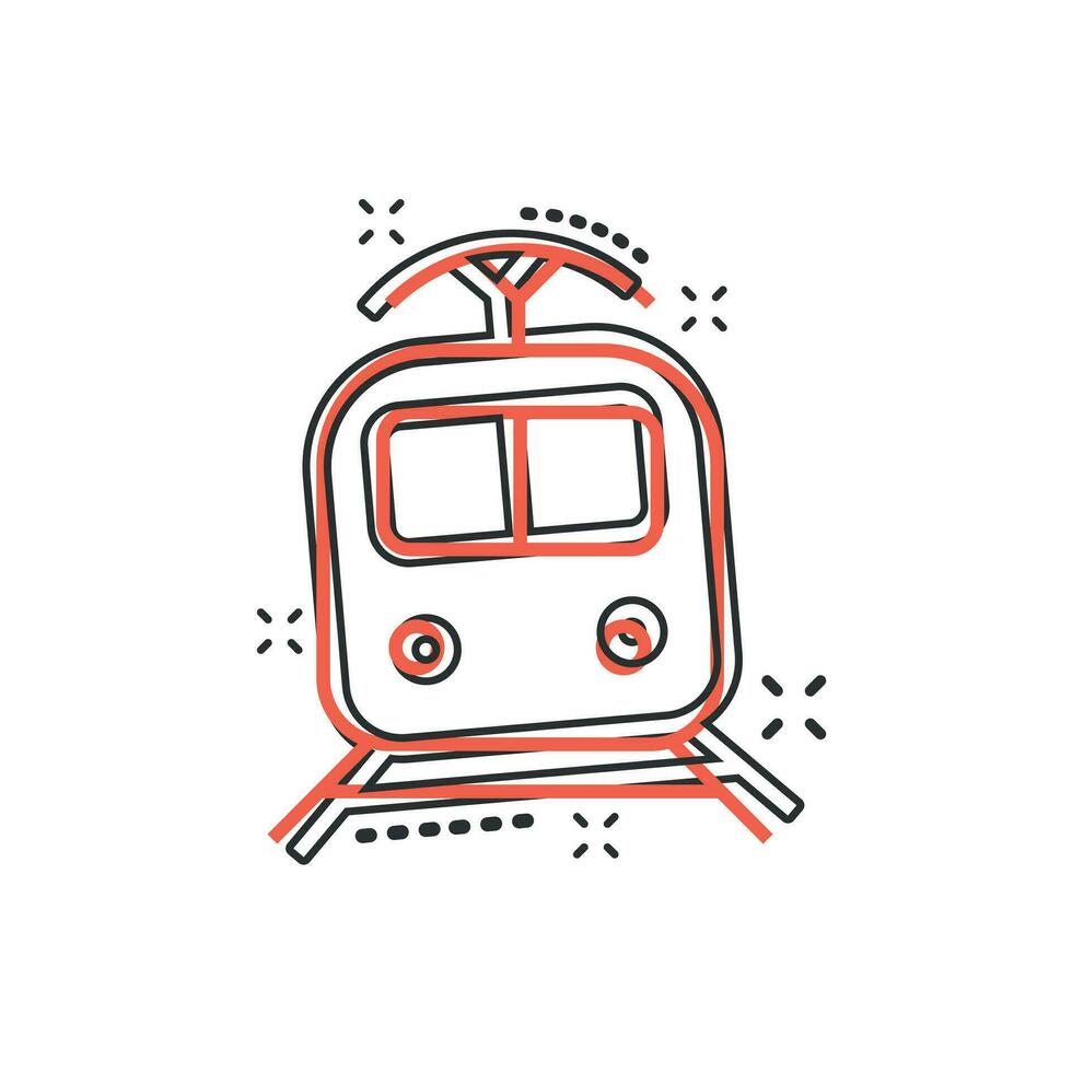 Vektor-Cartoon-Zug-Transport-Symbol im Comic-Stil. Zugzeichen-Illustrationspiktogramm. transport business splash effekt konzept. vektor