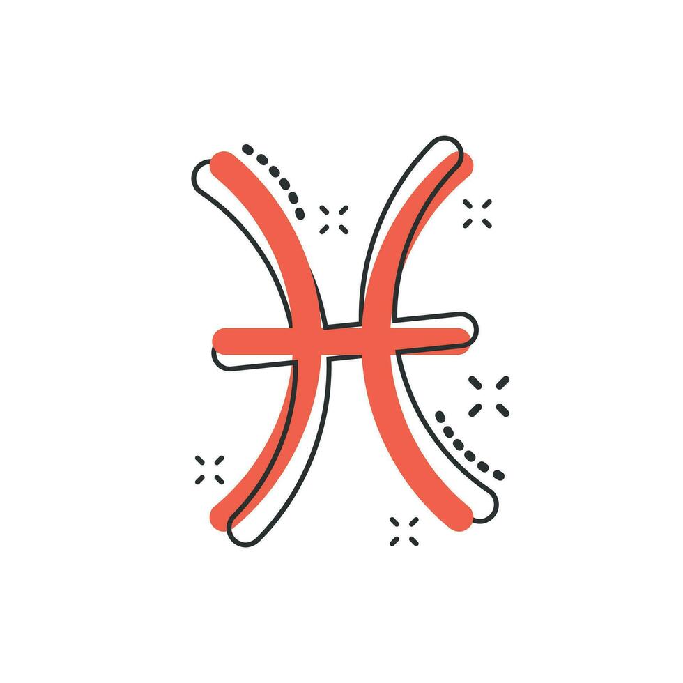 Vektor-Cartoon-Fische Sternzeichen-Symbol im Comic-Stil. astrologie zeichen illustration piktogramm. Fische-Horoskop Business-Splash-Effekt-Konzept. vektor