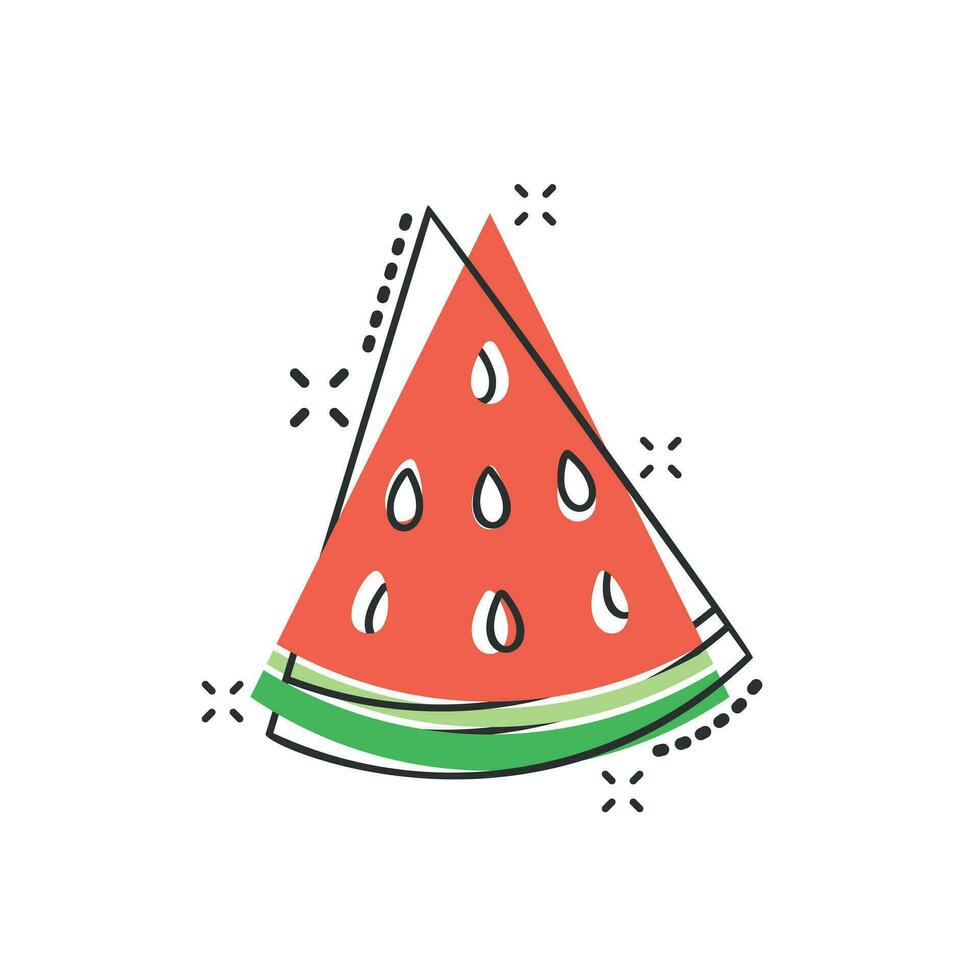 Vektor-Cartoon-Wassermelone-Frucht-Symbol im Comic-Stil. reife Beerenzeichen-Illustrationspiktogramm. Wassermelonen-Business-Splash-Effekt-Konzept. vektor