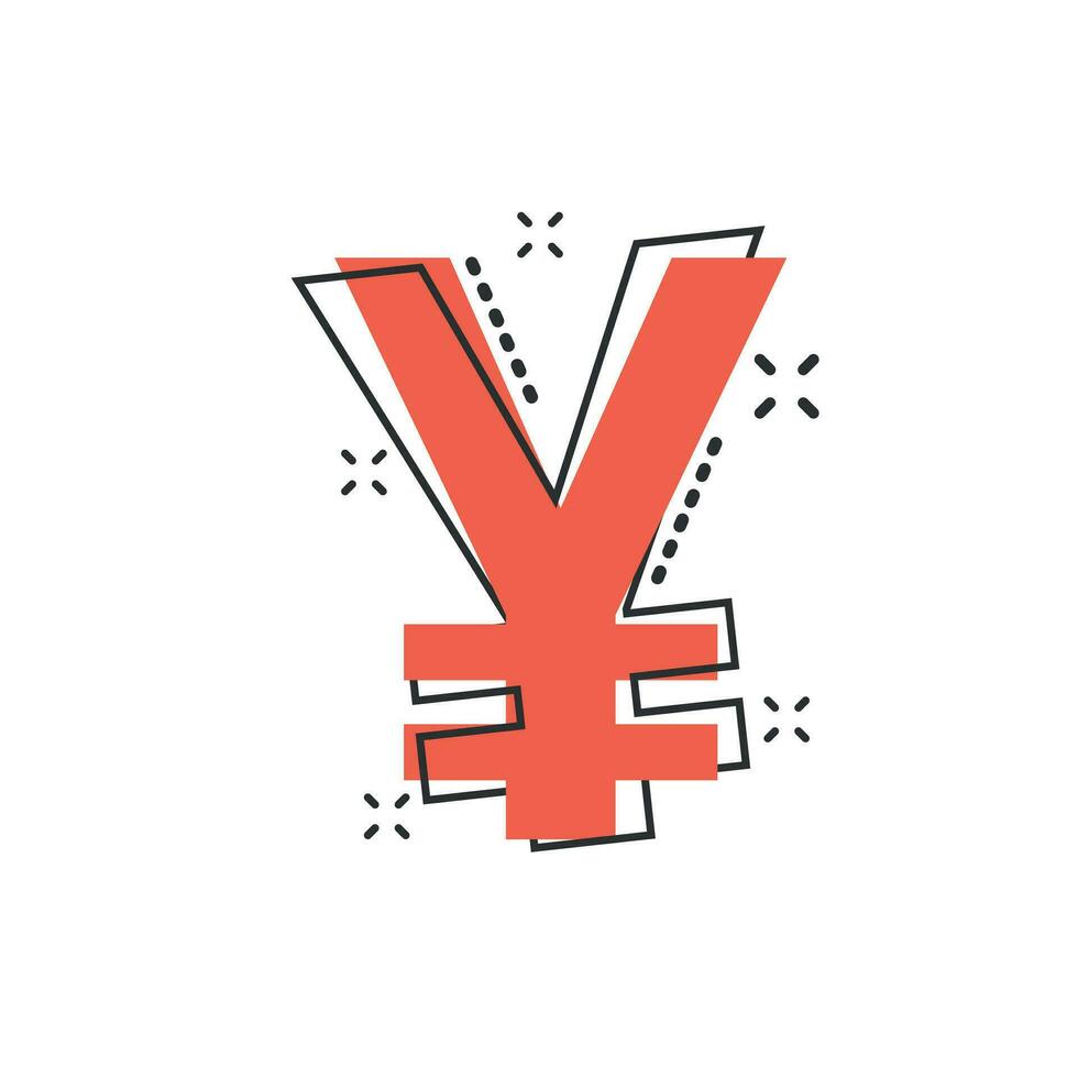 Vektor-Cartoon-Yen, Yuan-Geld-Währungssymbol im Comic-Stil. Yen-Münzenkonzept-Illustrationspiktogramm. asien geld business splash effekt konzept. vektor