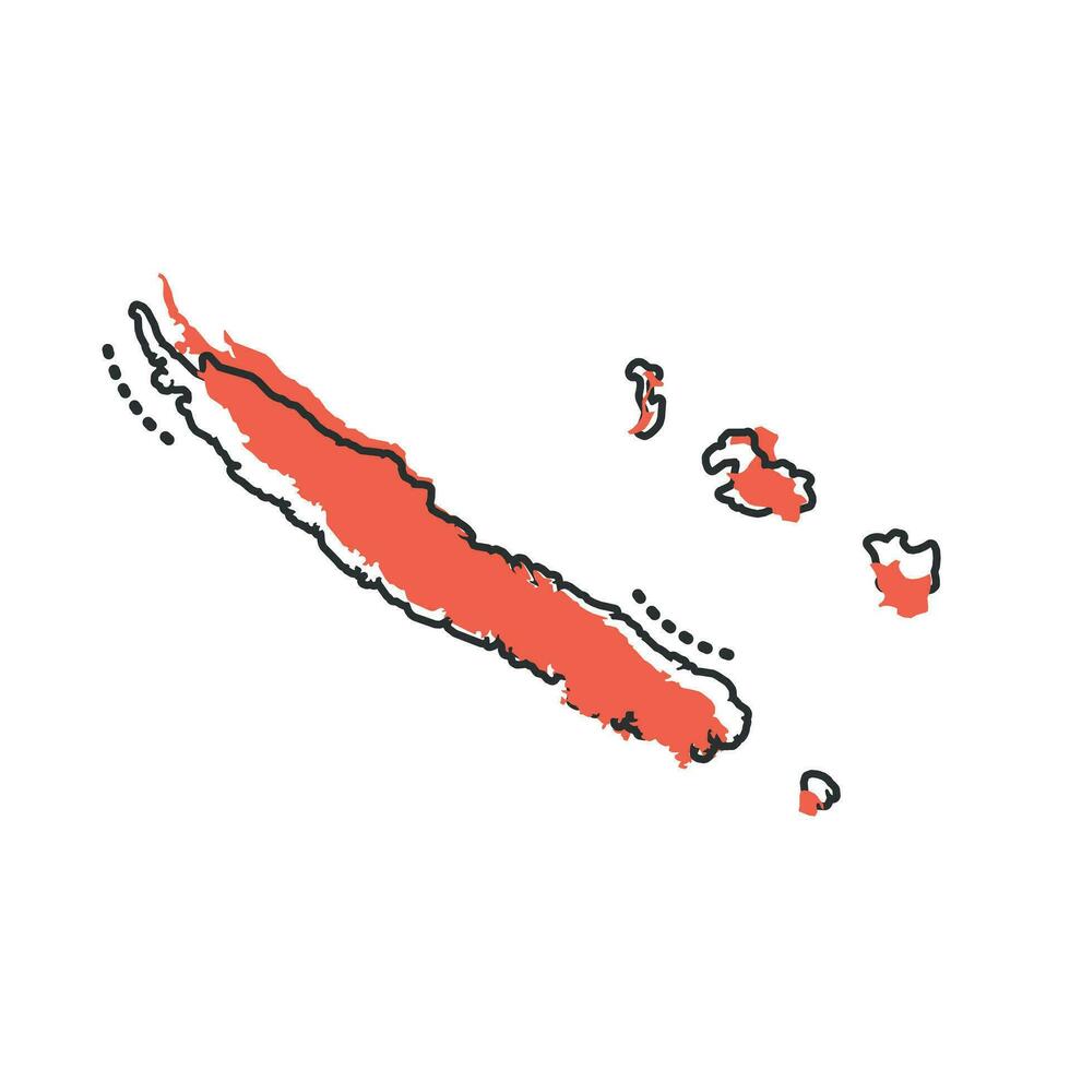vektor tecknad serie ny Kaledonien Karta ikon i komisk stil. ny Kaledonien tecken illustration piktogram. kartografi Karta företag stänk effekt begrepp.