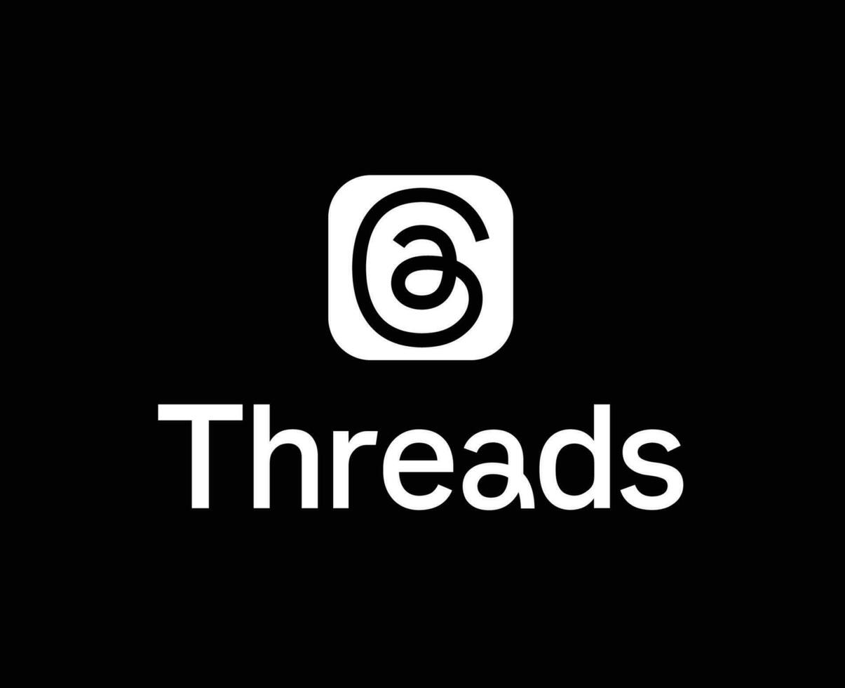 Fäden Sozial Medien Logo Symbol Weiß Meta instagram Design Vektor Illustration mit schwarz Hintergrund
