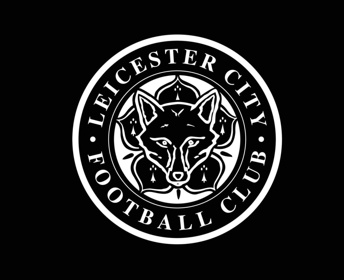 leicester stad klubb logotyp vit symbol premiärminister liga fotboll abstrakt design vektor illustration med svart bakgrund