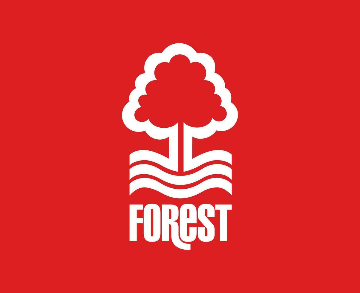 Nottingham skog fc klubb logotyp vit symbol premiärminister liga fotboll abstrakt design vektor illustration med röd bakgrund