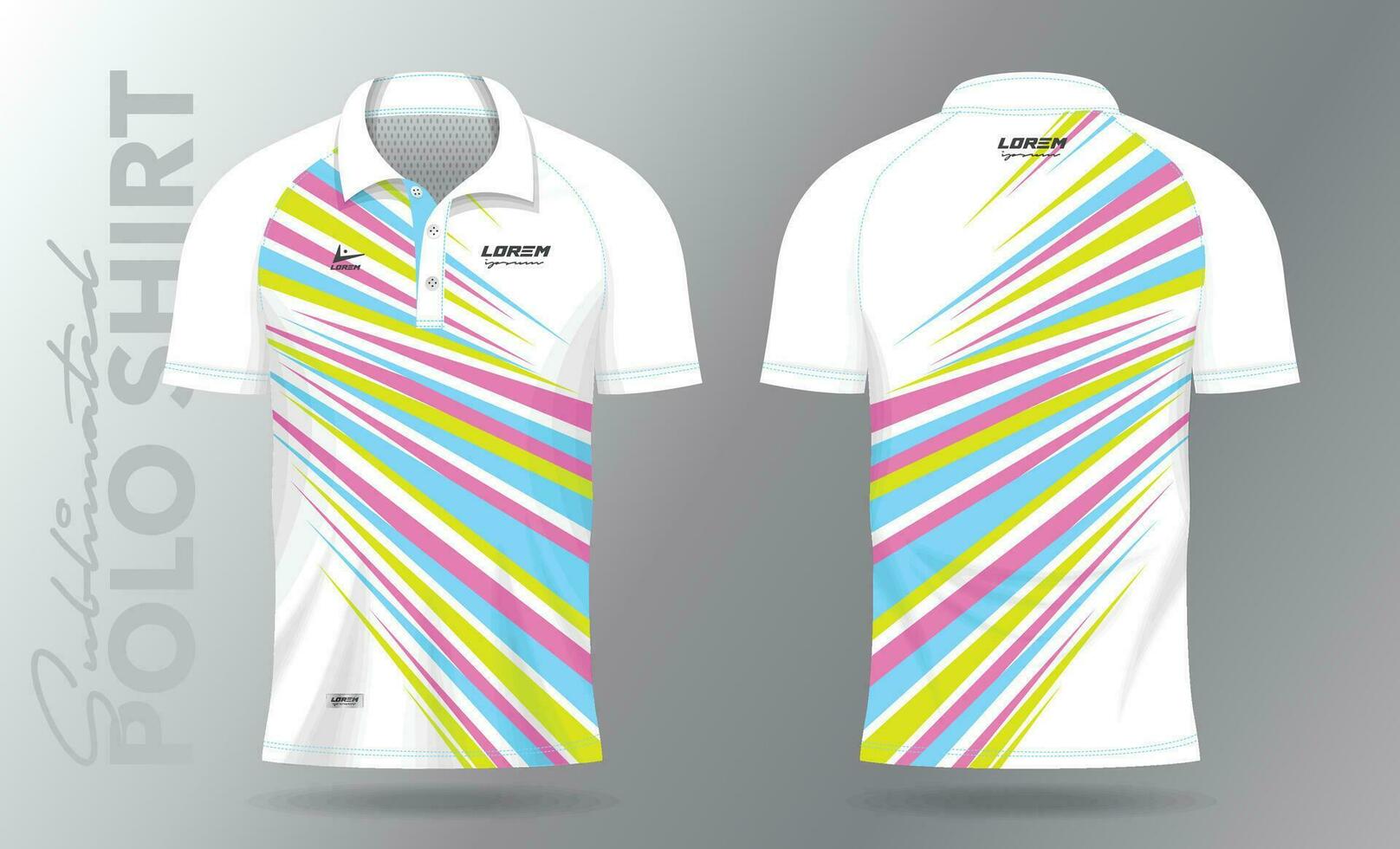 Sublimation Polo Hemd Attrappe, Lehrmodell, Simulation Vorlage Design zum Badminton Jersey, Tennis, Fußball, Fußball oder Sport Uniform vektor