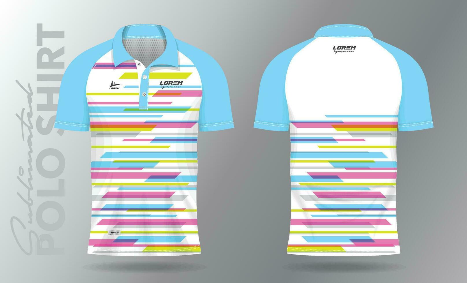 Sublimation Polo Hemd Attrappe, Lehrmodell, Simulation Vorlage Design zum Badminton Jersey, Tennis, Fußball, Fußball oder Sport Uniform vektor