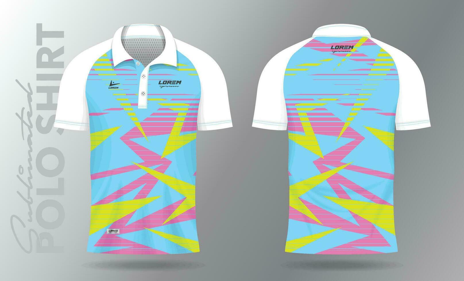 Sublimation Polo Hemd Attrappe, Lehrmodell, Simulation Vorlage Design zum Badminton Jersey, Tennis, Fußball, Fußball oder Sport Uniform vektor