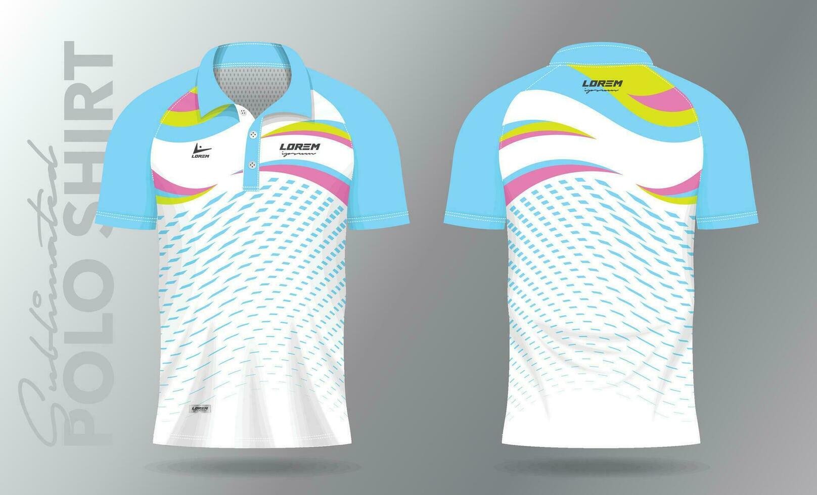 Sublimation Polo Hemd Attrappe, Lehrmodell, Simulation Vorlage Design zum Badminton Jersey, Tennis, Fußball, Fußball oder Sport Uniform vektor