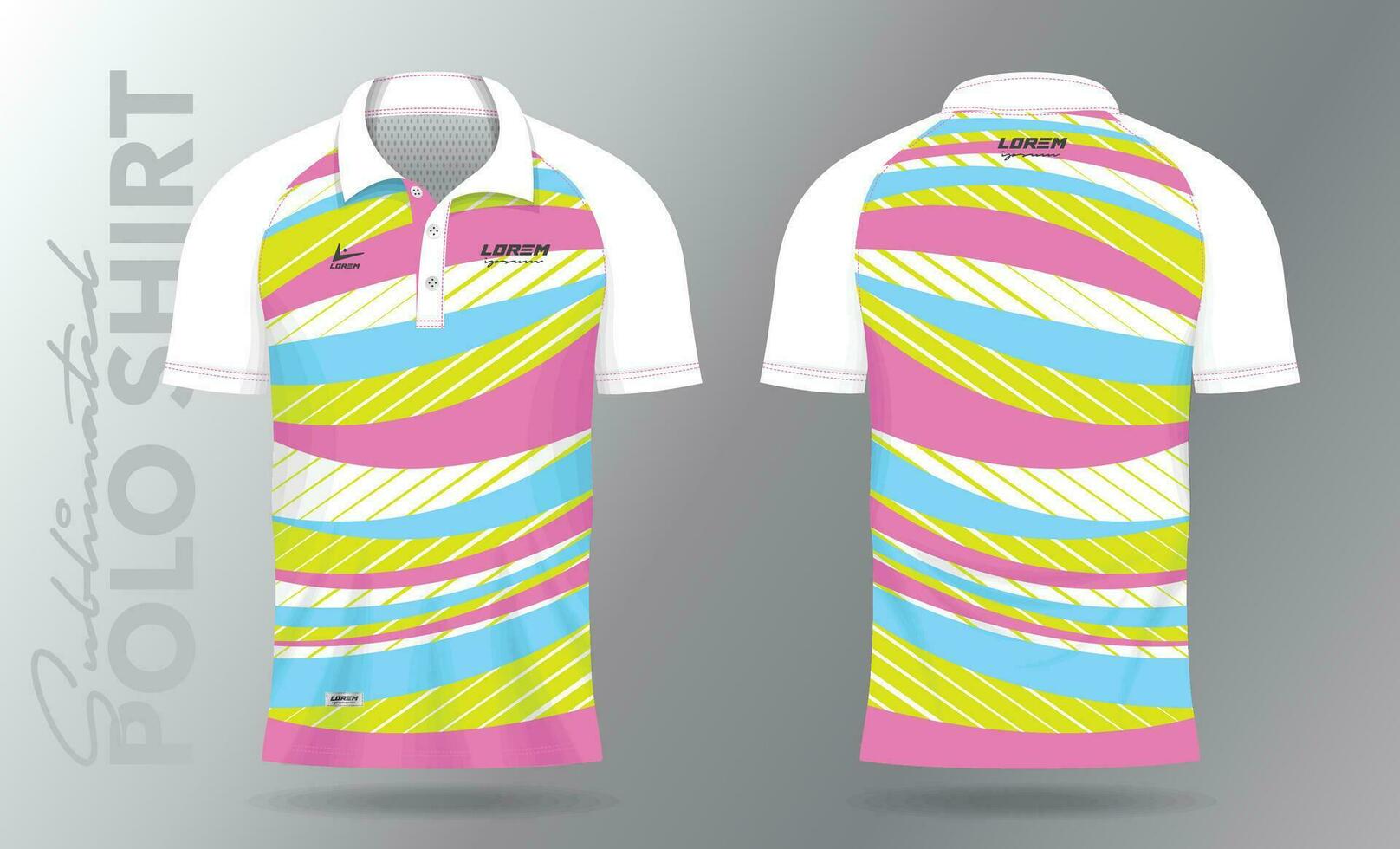 Sublimation Polo Hemd Attrappe, Lehrmodell, Simulation Vorlage Design zum Badminton Jersey, Tennis, Fußball, Fußball oder Sport Uniform vektor