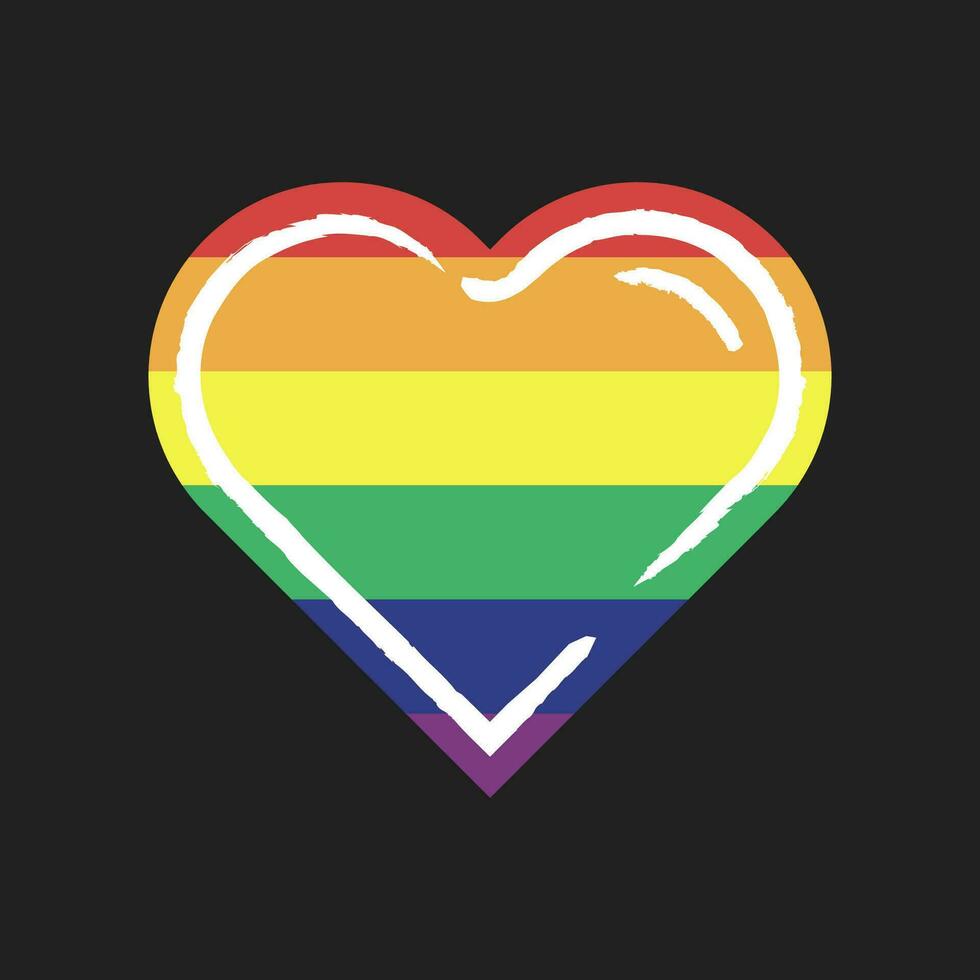 lgbtq Stolz Liebe Symbol. Herz geformt Regenbogen Flagge Herz. Vielfalt Darstellung. vektor