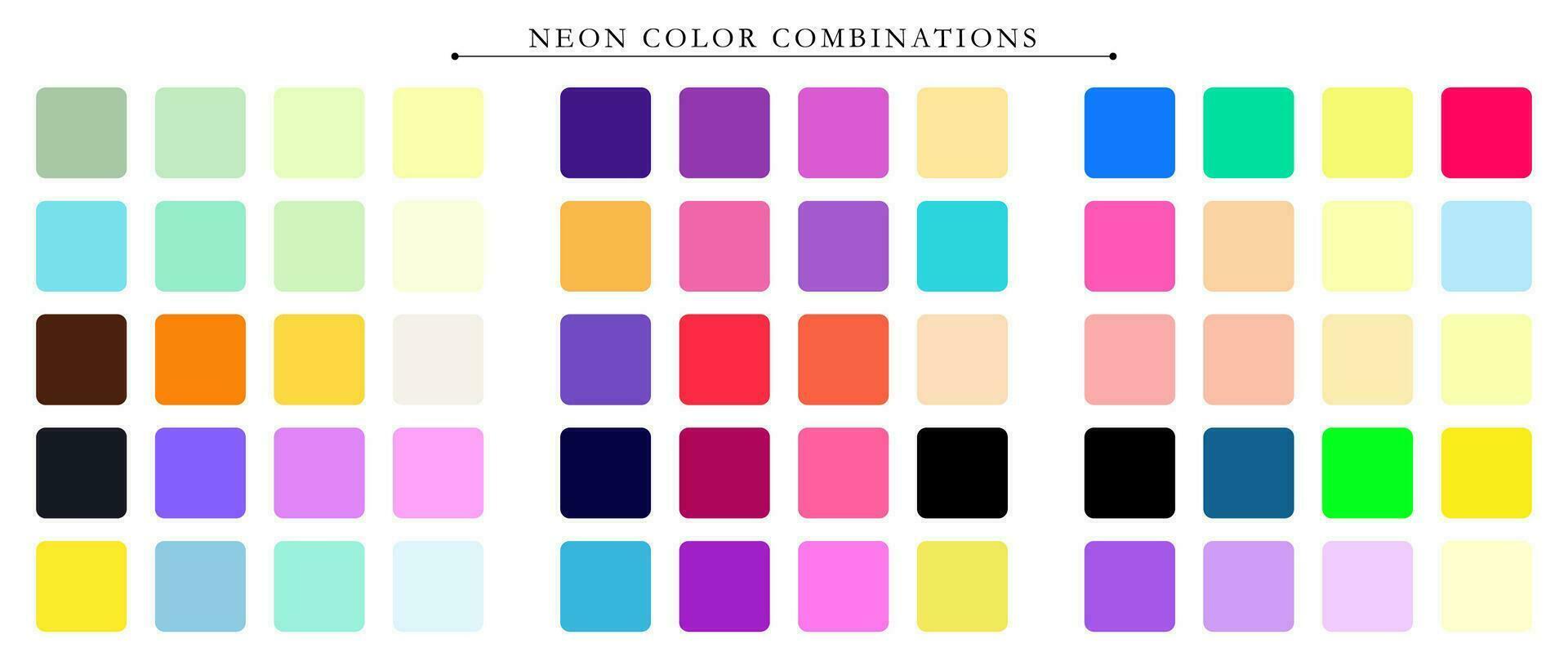 Neon- Palette. Trend Farbe Palette leiten Vorlage. ein Beispiel von ein Farbe Palette. Prognose von das Zukunft Farbe Trend. Spiel Farbe Kombinationen. Vektor Grafik. eps 10.