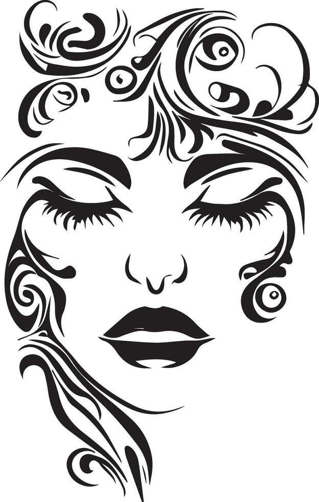 skön kvinnor ansikte tatuering design vektor illustration