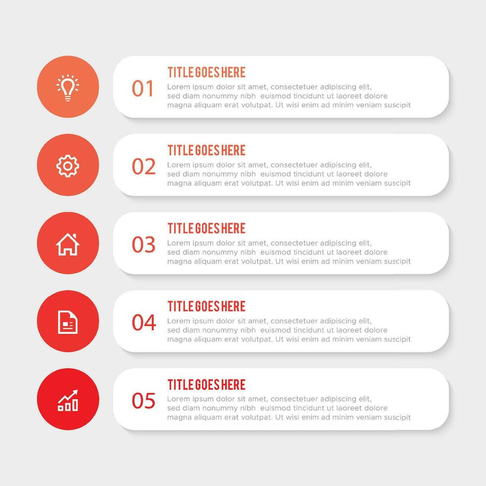 einfache und saubere Präsentationsvorlage für Business-Infografiken mit 5 Optionen vektor