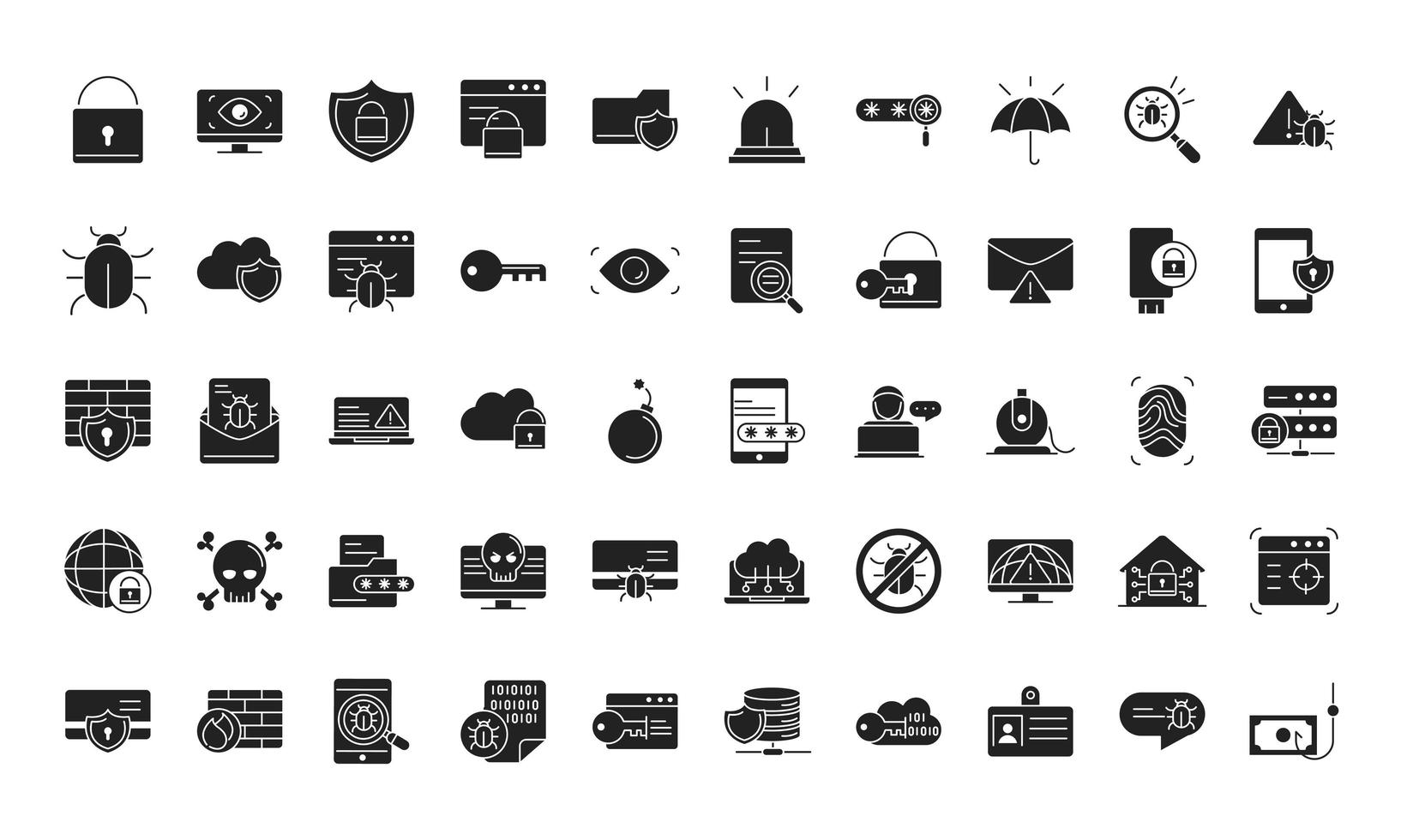 Symbole für Cybersicherheit und Informationen oder Netzwerkschutz setzen den Linienstil vektor