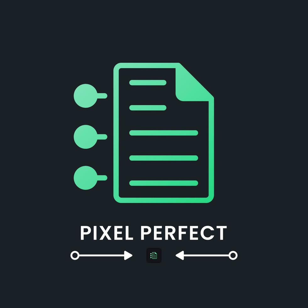 Vertrag Bedingungen Grün solide Gradient Desktop Symbol auf schwarz. legal dokumentieren. Partnerschaft Vereinbarung. Pixel perfekt 128x128, Gliederung 4px. Glyphe Piktogramm zum dunkel Modus. isoliert Vektor Bild