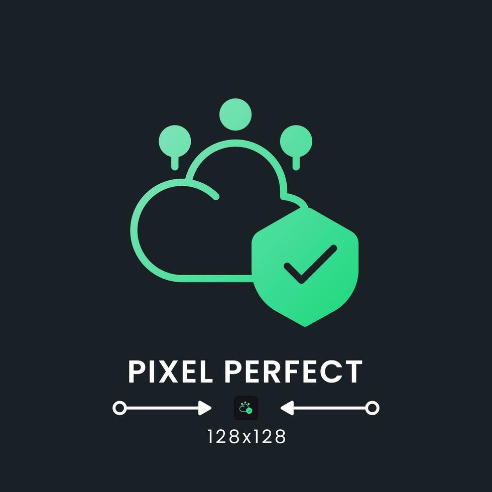 moln säkerhet grön fast lutning skrivbordet ikon på svart. data Integritet skydd. tillgång kontrollera. pixel perfekt 128x128, översikt 4px. glyf piktogram för mörk läge. isolerat vektor bild