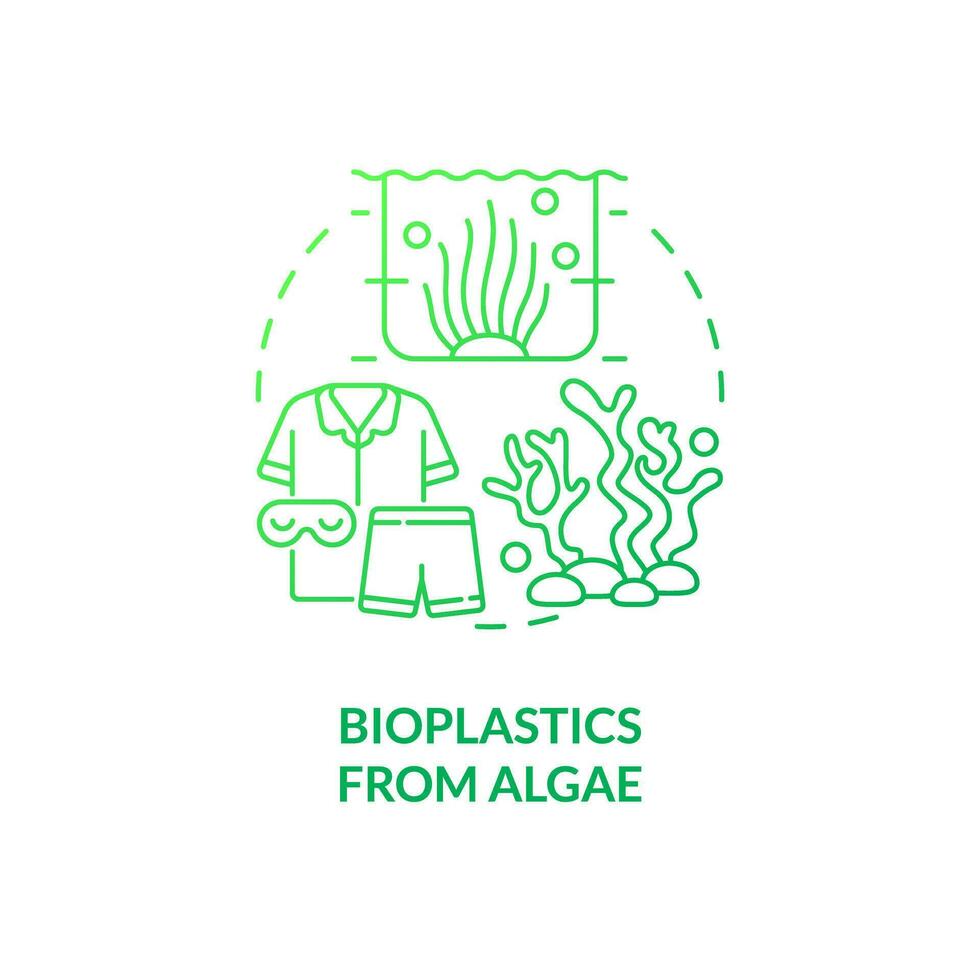 bioplaster från alger grön lutning begrepp ikon. klimat förändra. plast förorening. hållbar Kläder industri aning tunn linje illustration. isolerat översikt teckning vektor