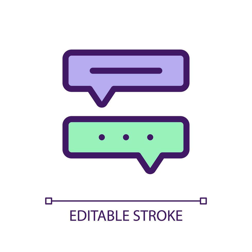 Kommunikation mit Plaudern bot Pixel perfekt rgb Farbe ui Symbol. automatisiert Dialog. einfach gefüllt Linie Element. gui, ux Design zum Handy, Mobiltelefon App. Vektor isoliert Piktogramm. editierbar Schlaganfall