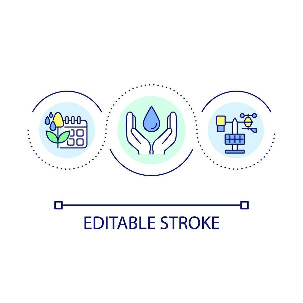 Clever Bewässerung System Schleife Konzept Symbol. Landwirtschaft Automatisierung abstrakt Idee dünn Linie Illustration. Präzision Landwirtschaft. Landwirtschaft. isoliert Gliederung Zeichnung. editierbar Schlaganfall vektor