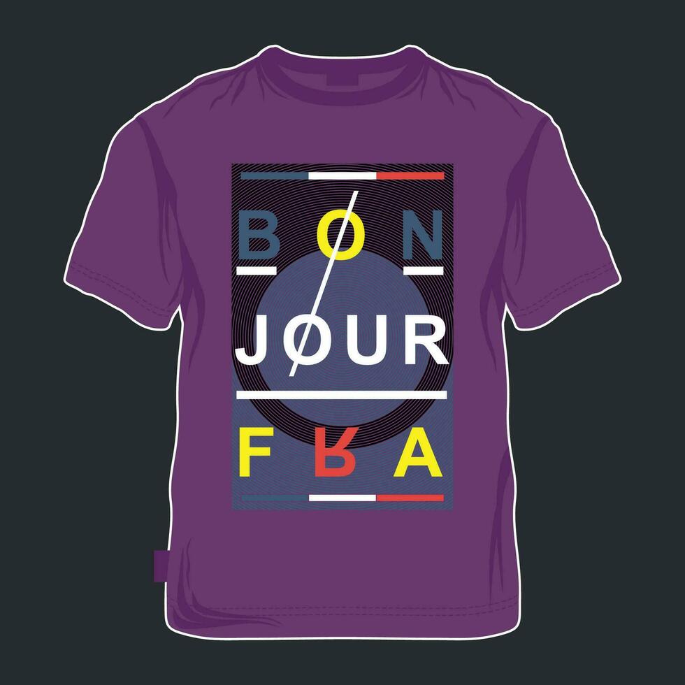 Bonjour Frankreich Grafik Design, Mode Illustration, zum beiläufig Stil drucken t Hemd vektor