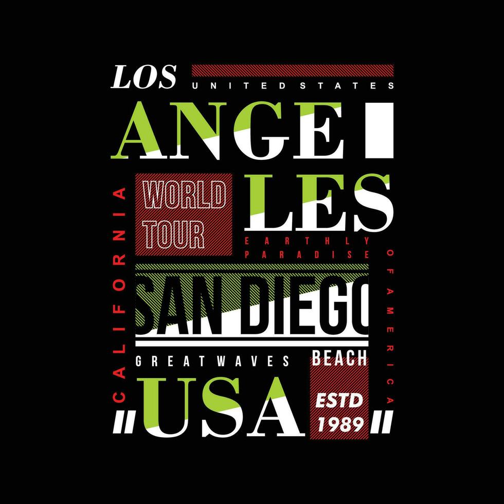 los angeles san Diego förenad stater grafisk typografi vektor, t skjorta design, illustration, Bra för tillfällig stil vektor