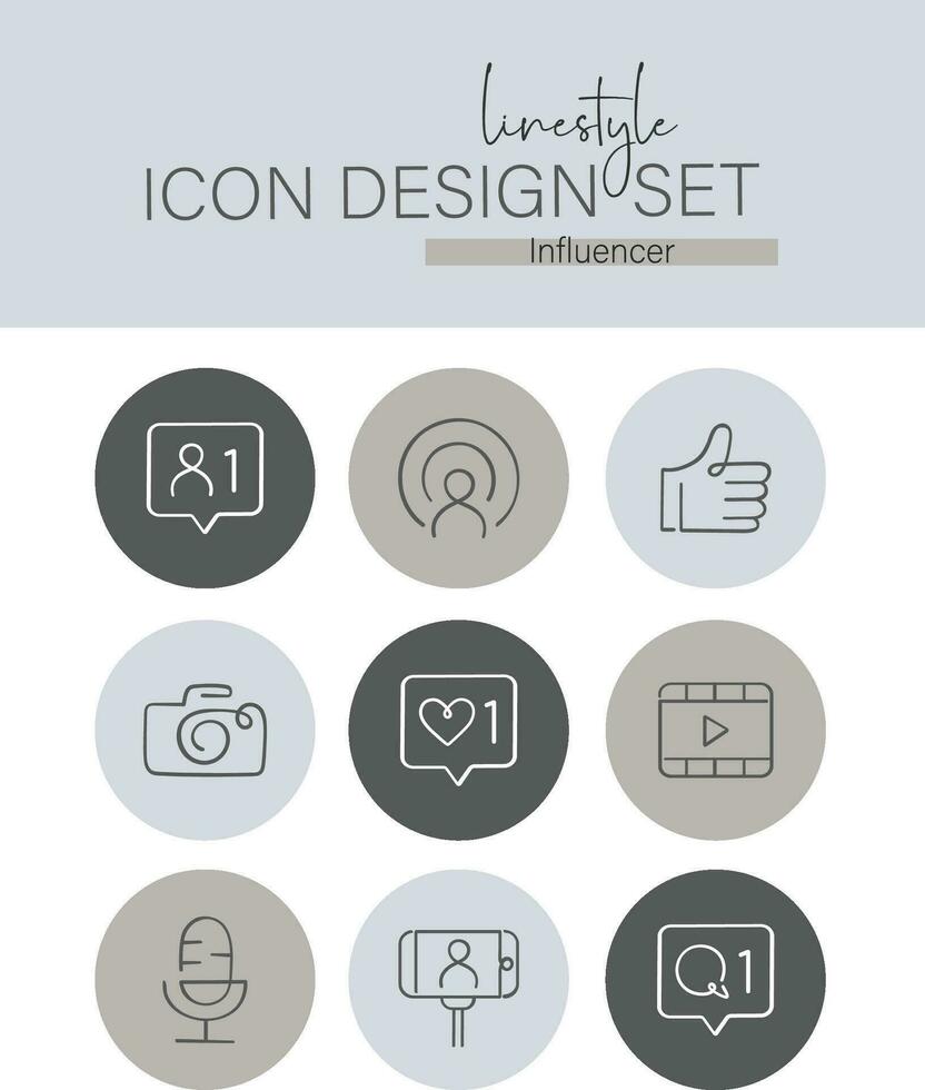 Linienstil Symbol Design einstellen Influencer vektor