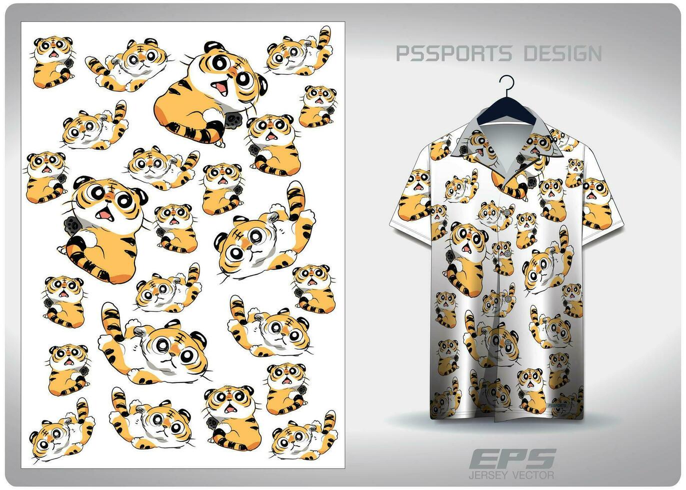 Vektor hawaiisch Hemd Hintergrund Bild.süß Tiger gestreift Katze Karikatur Muster Design, Illustration, Textil- Hintergrund zum hawaiisch Hemd, Trikot hawaiisch Hemd