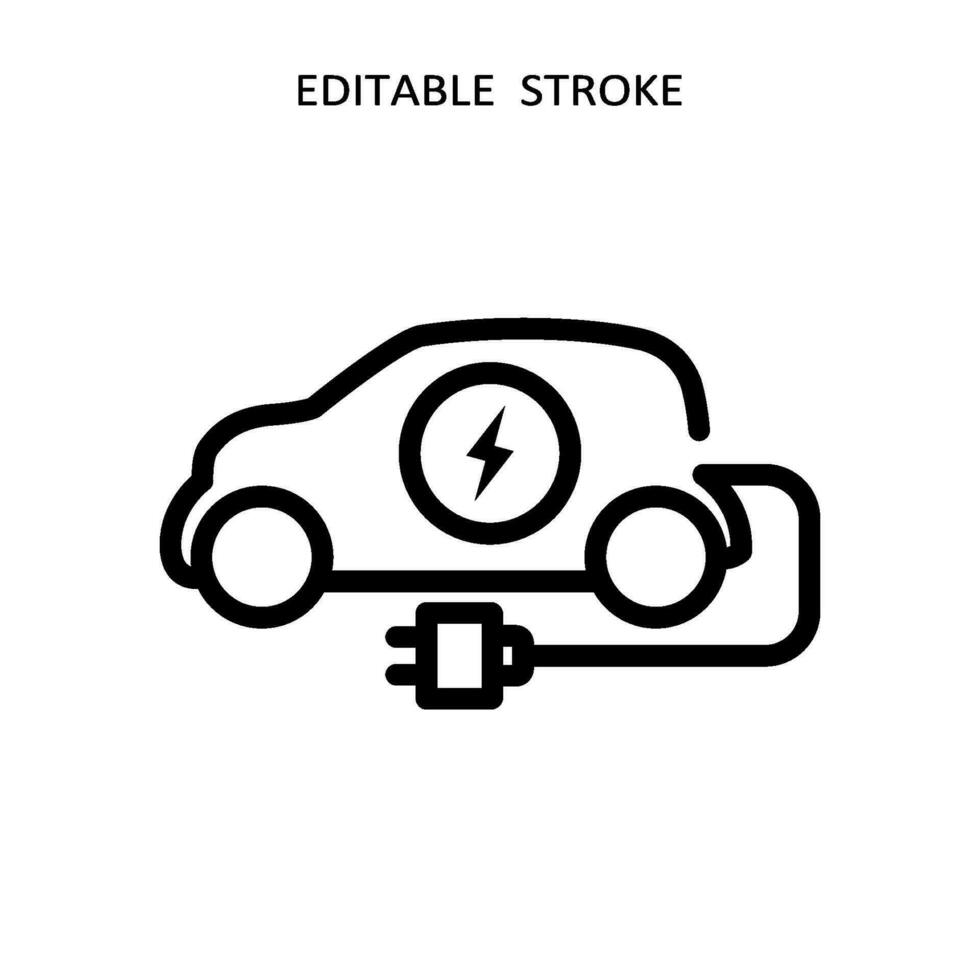elektrisk bil ikon. hybrid fordon piktogram. linje elektrisk bil vektor