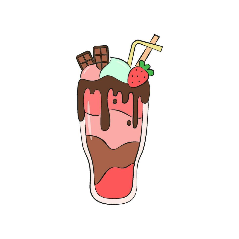 milkshake vektor illustration. tecknad serie isolerat glas kopp med mjölk dryck