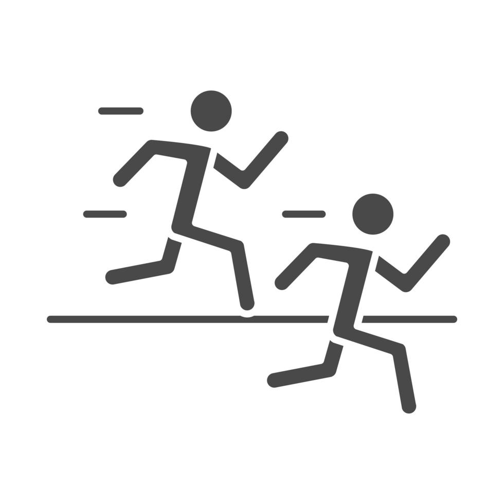 Laufgeschwindigkeit Sportrennen Menschen Marathon üben Silhouette Icon Design vektor