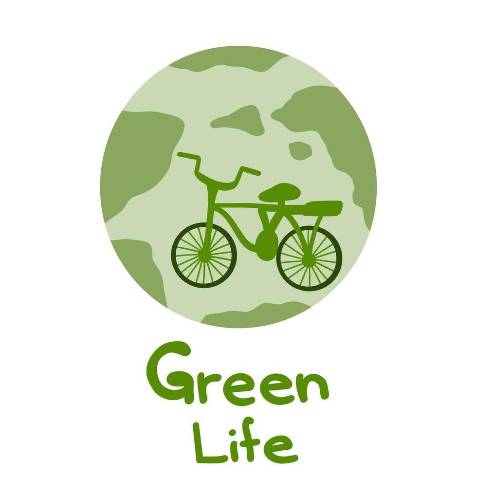 planet jord med grön cykel vektor