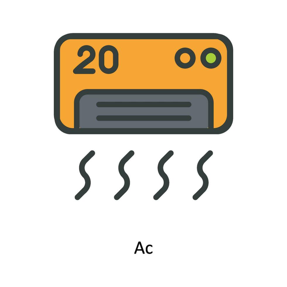 ac vektor fylla översikt ikon design illustration. kök och Hem symbol på vit bakgrund eps 10 fil