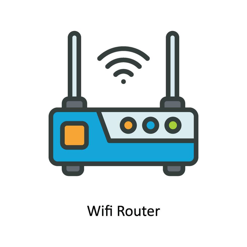W-lan Router Vektor füllen Gliederung Symbol Design Illustration. Küche und Zuhause Symbol auf Weiß Hintergrund eps 10 Datei