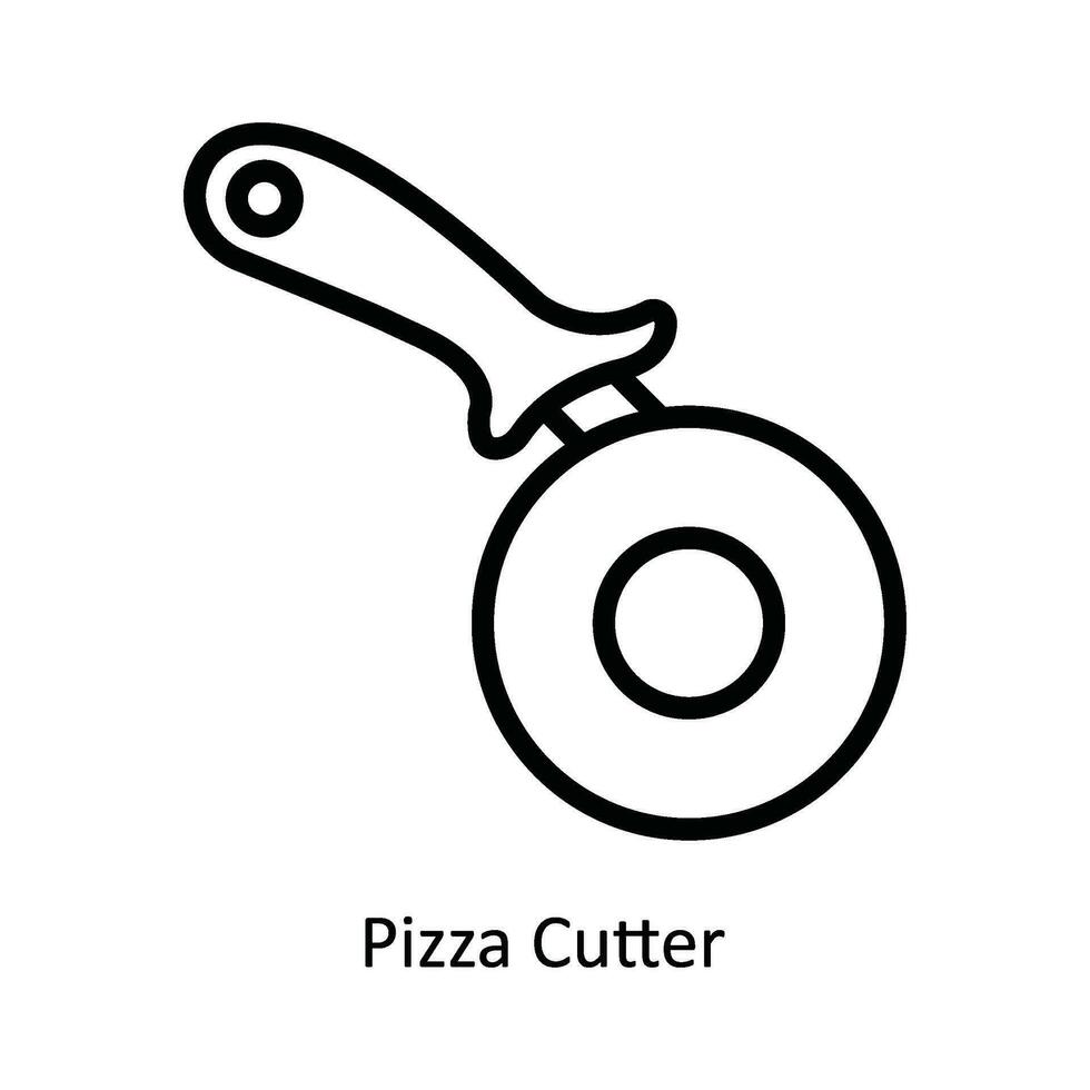 Pizza Cutter Vektor Gliederung Symbol Design Illustration. Küche und Zuhause Symbol auf Weiß Hintergrund eps 10 Datei